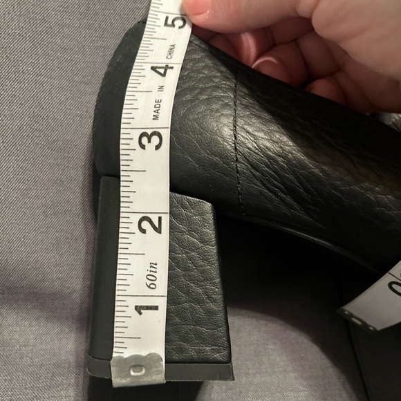 Aquatalia Carlina Block Heel Penny Loafer Square Toe Leather Black Size 9.5M 9.5 - Picture 12 of 12